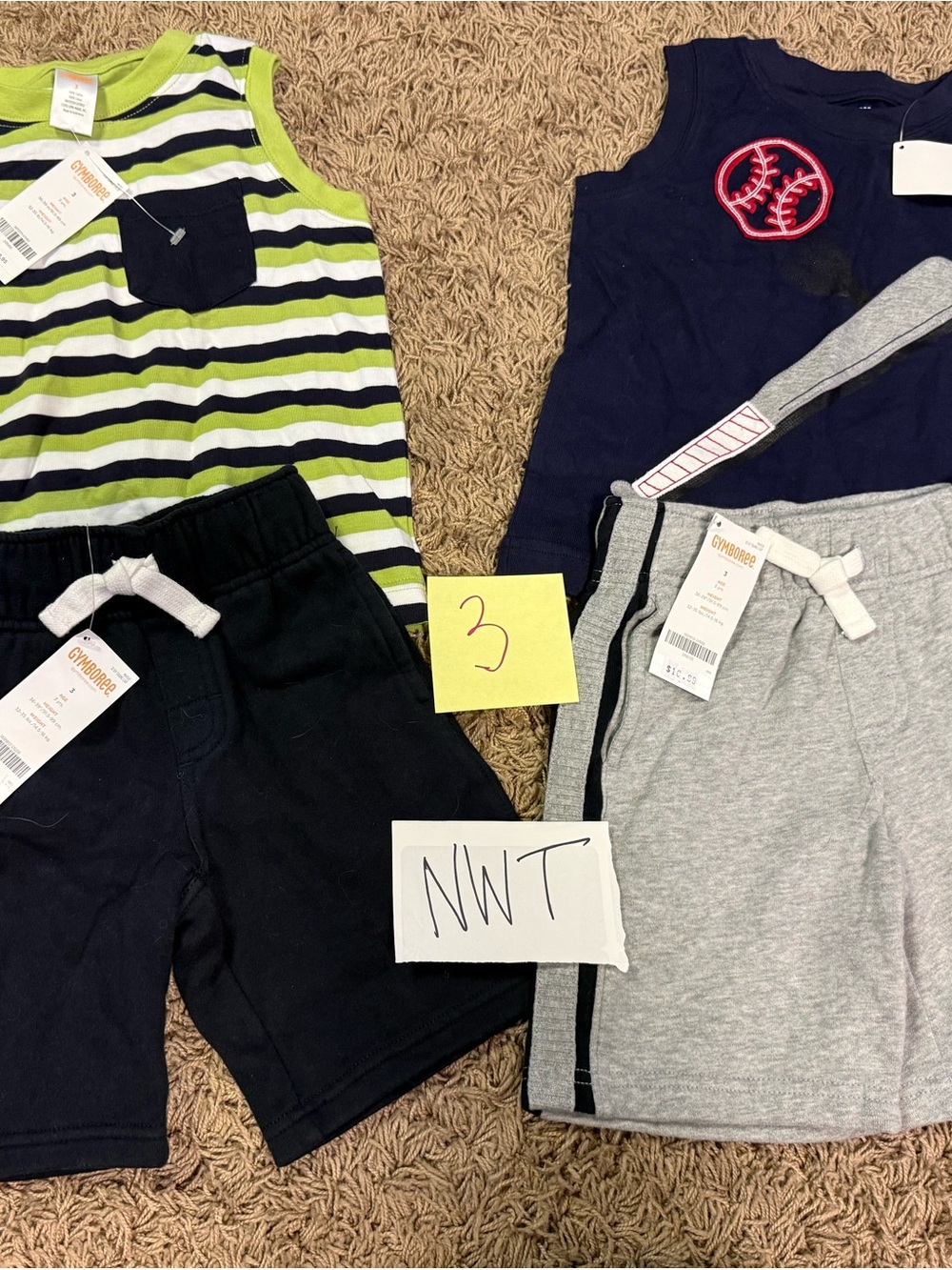 Gymboree Boys Tank Tops and Shorts Set - Navy, Lime Green, Gray, Black